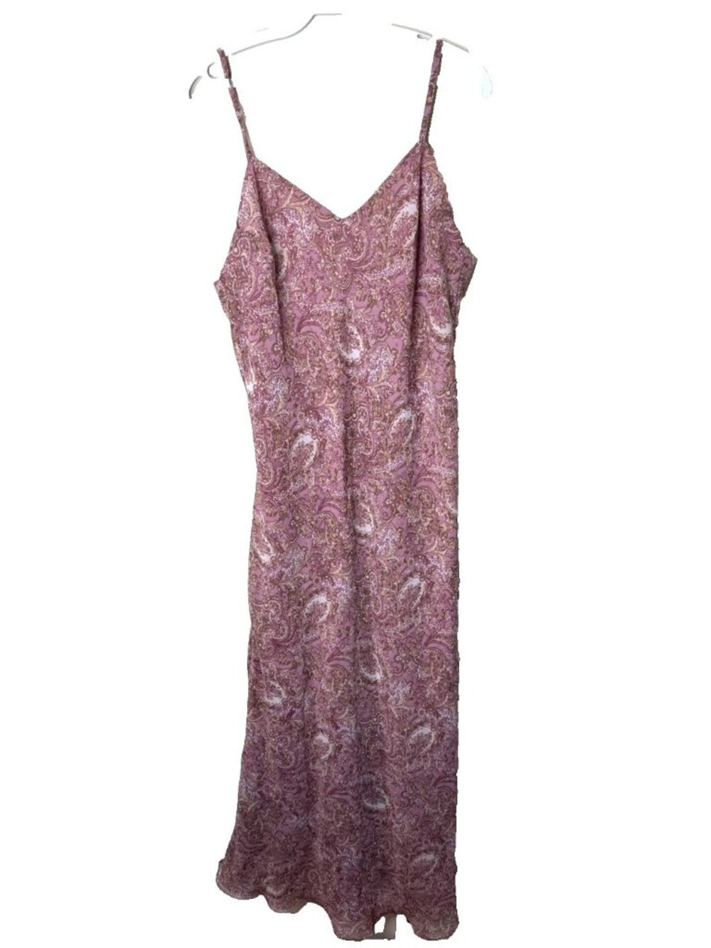 Vintage Y2K Slip Dress Bias Spaghetti Pink Paisley Fairy Grunge